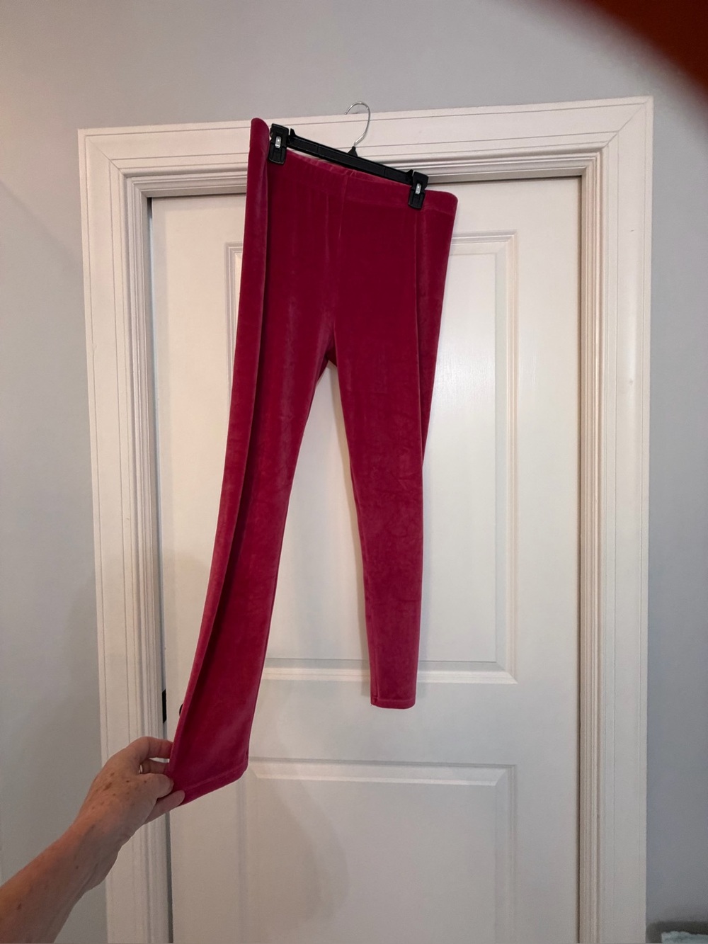 Ladies Velvet Leggings - rose Pink xl